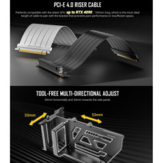 Antec Adjustable Vertical GPU Bracket and PCI-E 4.0 Riser Cable Kit (190mm) White x16 Speed, Gold Plated extreme stability & per
