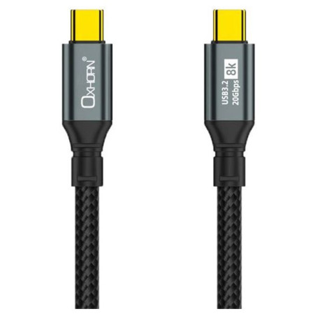 Oxhorn 2m USB-C to USB-C USB 3.2 Gen2 Braided 20Gbps 8K@60Hz 5A 20V 100W PD Fast Charging Video Cable for Laptop Phone Tablet Do