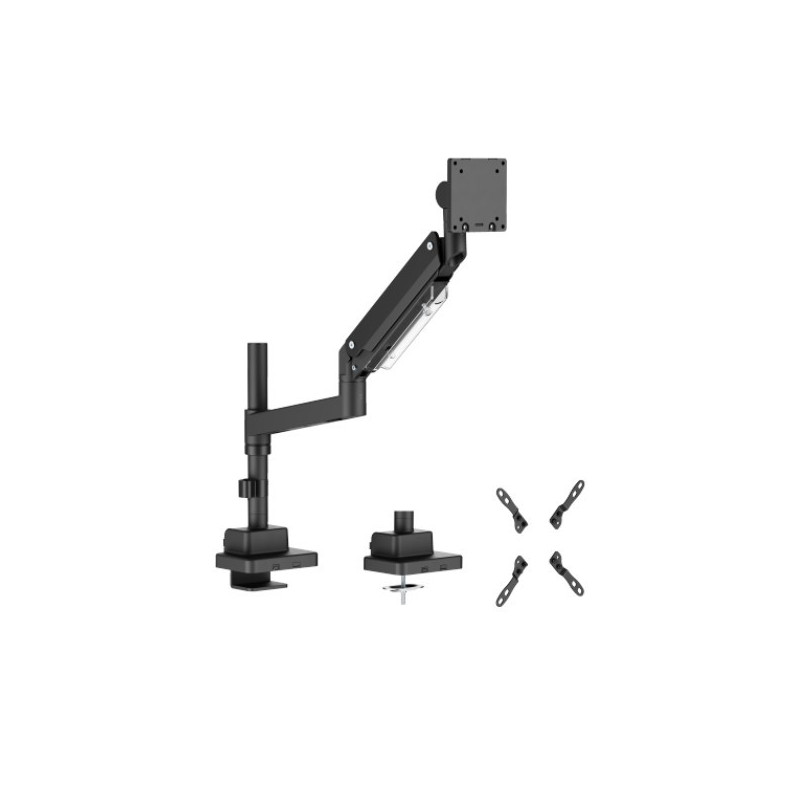 Brateck LDT80-C012P Super Heavy-Duty Pole-Mounted Gas Spring Monitor Arm, Matte Black, Fit Screen Size:24'-57' Up to 27 KG