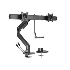 Brateck LDT81-C022UC-B NOTEWORTHY GAS SPRING DUAL MONITOR ARM WITH USB-A/USB-C PORTS Fit Most 17'-32' Monitor Fine Texture Black