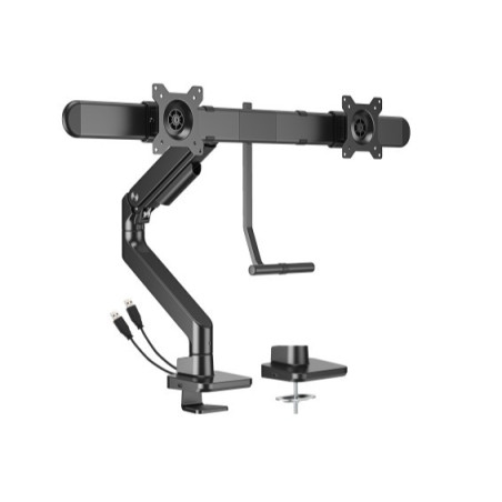 Brateck LDT81-C022UC-B NOTEWORTHY GAS SPRING DUAL MONITOR ARM WITH USB-A/USB-C PORTS Fit Most 17'-32' Monitor Fine Texture Black