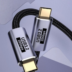 USP BoostUp Cafule Braided USB-C to USB-C (3.2 Gen2) Charge & Video Cable (2M) - Black, 5A/100W PD, 20Gbps, 8K/60Hz, Best for La
