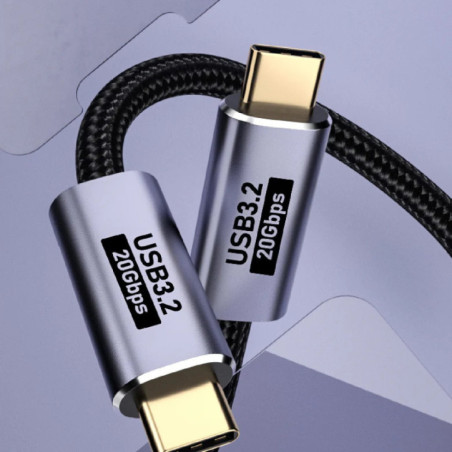USP BoostUp Cafule Braided USB-C to USB-C (3.2 Gen2) Charge & Video Cable (2M) - Black, 5A/100W PD, 20Gbps, 8K/60Hz, Best for La