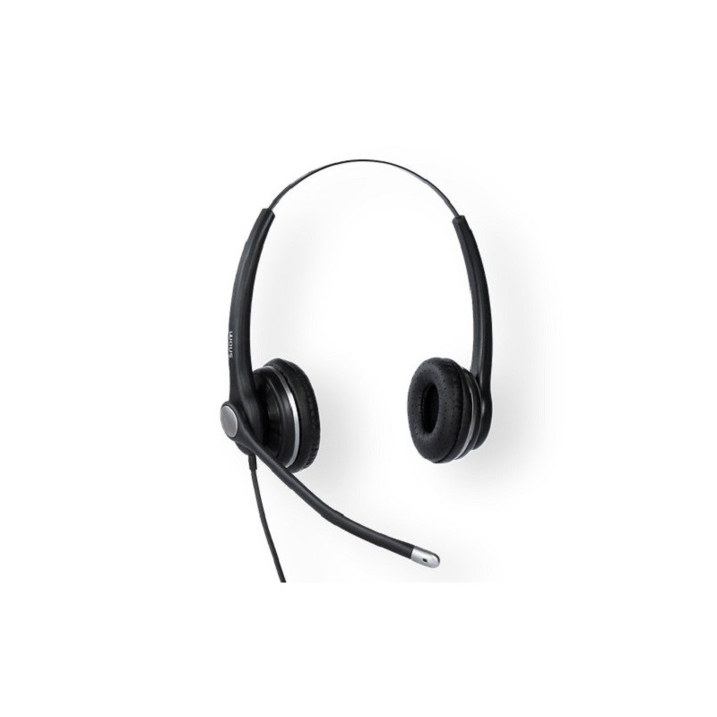 SNOM A100D Wideband Binaural Headset For Snom-D3xx/D7xx/7xx, 300Â° Frlexible Boom, Passive Noise Cancelling Microphone