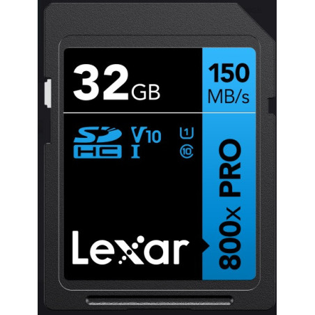 Lexar High-Performance 800x PRO 32GB SDHCâ¢ SDXCâ¢ UHS-I Card BLUE Series read speed up to 150MB/s shoot high-quality images a