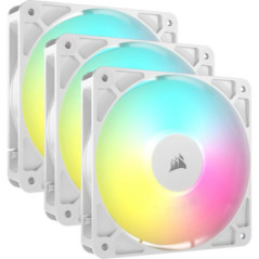 Corsair RS120 ARGB 120mm PWM Fans - Triple Pack - White: 72.8 CFM, 2100 RPM, 36 dBA, 0.4A, RGB lighting, Static Pressure, Magnet