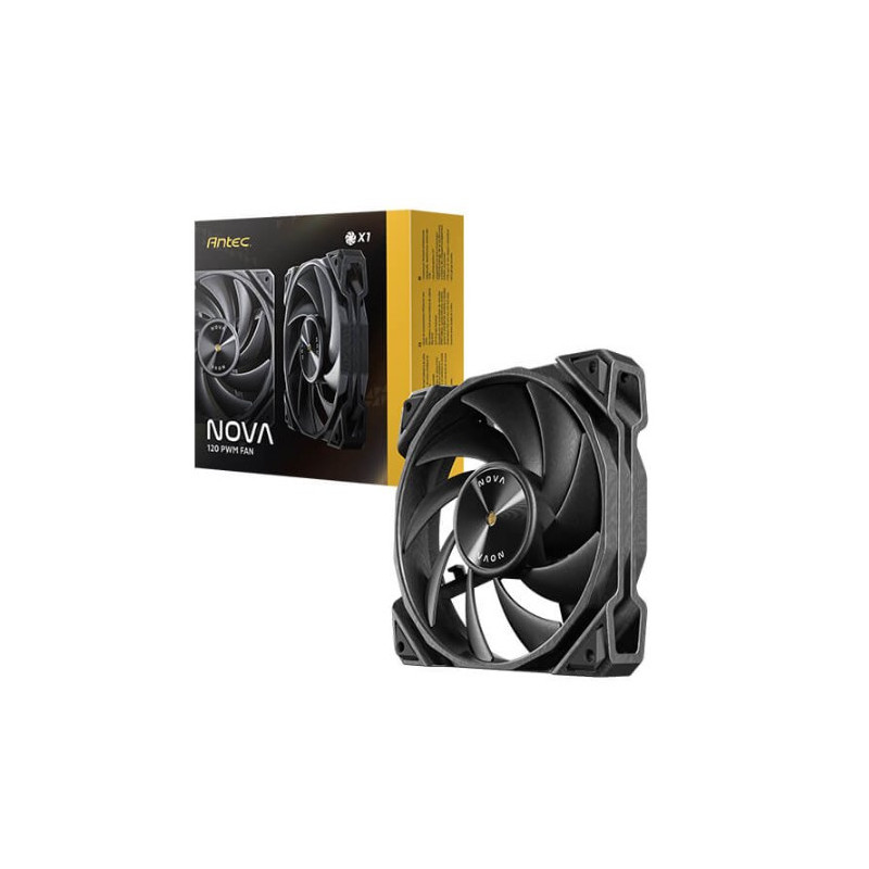 Antec Nova Black 120 PWM 3-Phase Speed Controller. Low Power, High Heat Dissipation, Low Noise Ultimate Fan - 1x Fan with contro