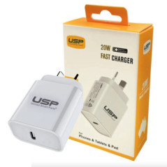 USP 20W USB-C PD Fast Wall Charger White -  Fast Charging, Safety Certified, Universally Compatible, And Travel-Friendly For All