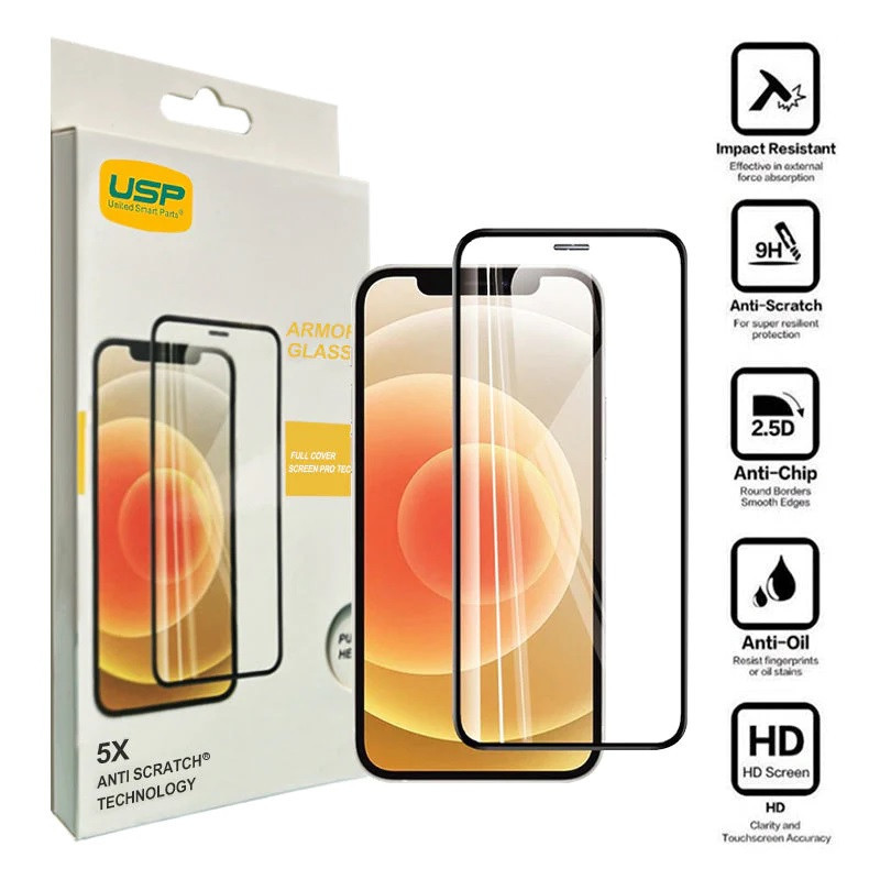 USP Apple iPhone 16 Pro Max (6.9') Armor Glass Full Cover Screen Protector (8 PCS)-5X Anti Scratch Technology,Perfectly Fit Curv