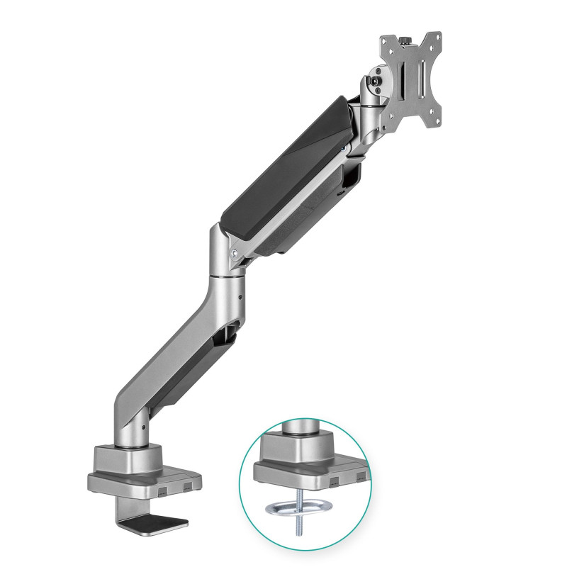 mbeatÂ® Activiva Heavy Duty Single Monitor Screen Gas Spring Monitor Arm ACA-HMA-SGS01Y Color: Metallic Grey Screen Rotation: +1