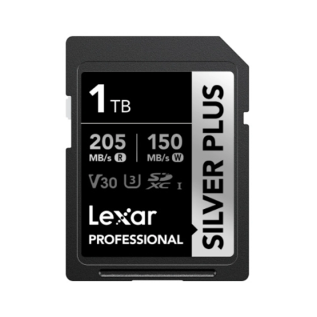 Lexar Professional SILVER PLUS 1TB SDXCâ¢ UHS-I Card speeds of up to 205MB/s and 150MB/s and supports seamless recording of FUL