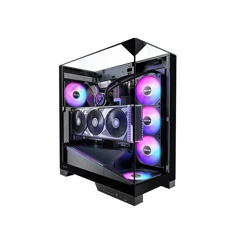 OKINOS AQ93 3-Sided Pannoramic ViewTempered Glass ,ATX USB-C, Pre-Installed 2Ã120mm ARGB PWM Fan, Mid Tower Case