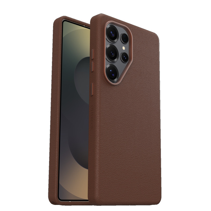 OtterBox Symmetry Cactus Leather Samsung Galaxy S25 Ultra 5G (6.9') Case Rich Adove Brown - (77-97509), DROP+ 3X Military Standa