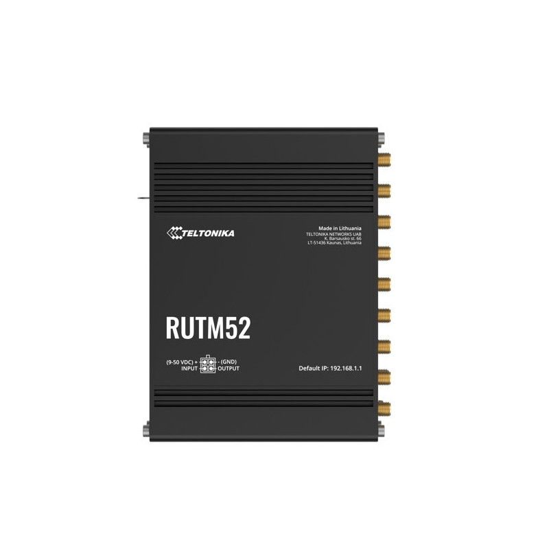 Teltonika RUTM52 Dual 5G Router, 5G dual SIM/ESIM cellular, 5 Gigabit Ethernet ports, Backward compatible with 4G(LTE Cat 20)