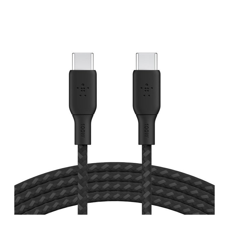100w USB-C to USB-C Braided Cable 3M Bla