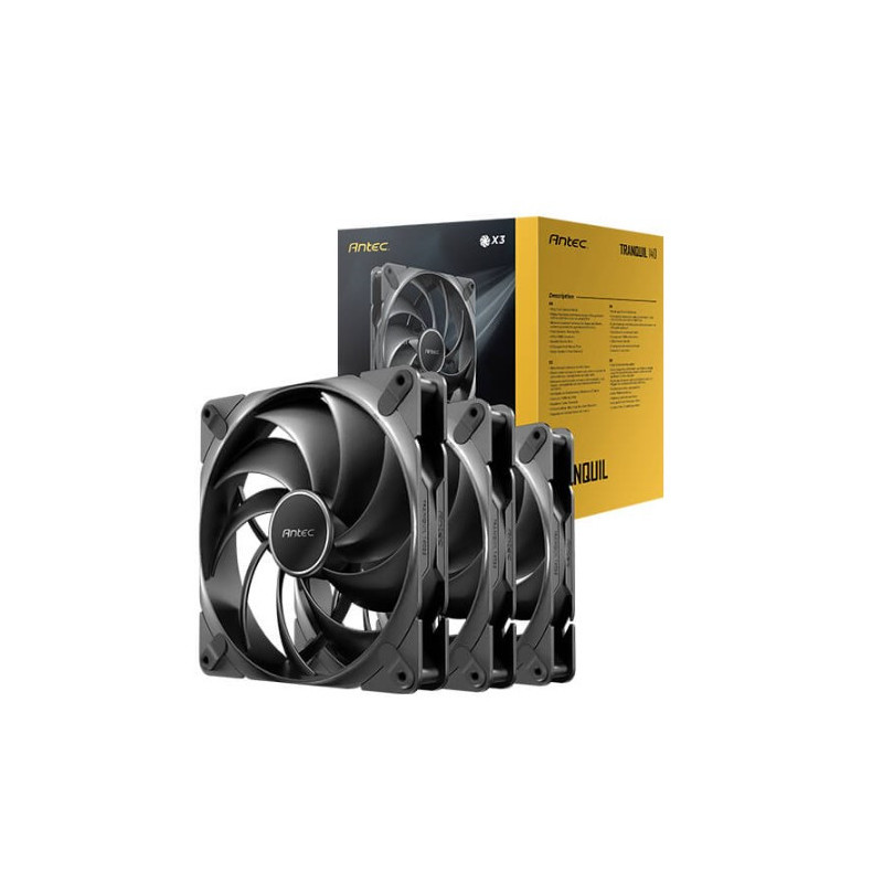 Antec Tranquil140, PWM, 2000RPM, 59.23CFM, 2.46mmHâO, 4 Pin PWM Connector, 140mm x 25mm Performance  case Fan, Tranquil Series