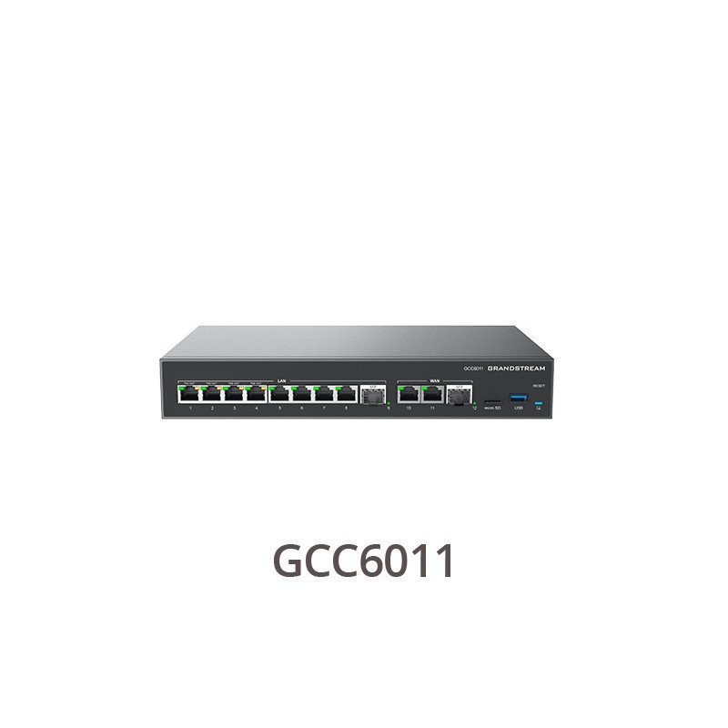 Grandstream GCC6011, 2 x 2.5 Gigabit SFP port and 10 x Gigabit Ethernet ports, Built-in IP PBX provides voice and video communic