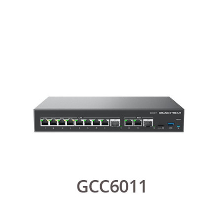 Grandstream GCC6011, 2 x 2.5 Gigabit SFP port and 10 x Gigabit Ethernet ports, Built-in IP PBX provides voice and video communic