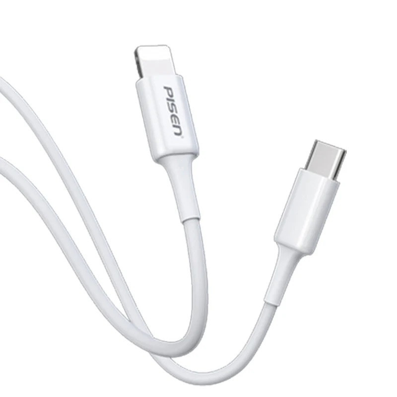 Pisen Mr White Lightning to USB-C PD Fast Charge Cable (2M) White - 3A, Support Data Sync, Durable, Easy to insert, Apple iPhone