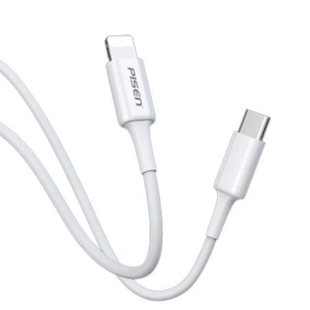 Pisen Mr White Lightning to USB-C PD Fast Charge Cable (2M) White - 3A, Support Data Sync, Durable, Easy to insert, Apple iPhone