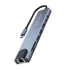 Oxhorn SuperSpeed 8-in-1 USB C to HDTV Adapter Hub 1xHDMI 4K 1xEtherne LAN 2 xUSB 3.0 Type C Type C (PD) Card Reader(TF/SD) Alum