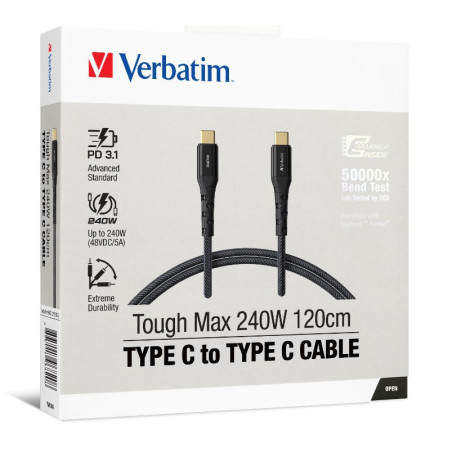 VERBATIM CABLE 240W USB-C TO USB-C 120CM