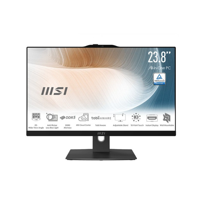 MSI Modern AM242TP 1M-1834AU AIO, Black, 23.8' 10 Points Touch Screen, Core 5 120U/D5 2x8G/1TB SSD/WiFi6/Webcam/Wired KBM/Win11P
