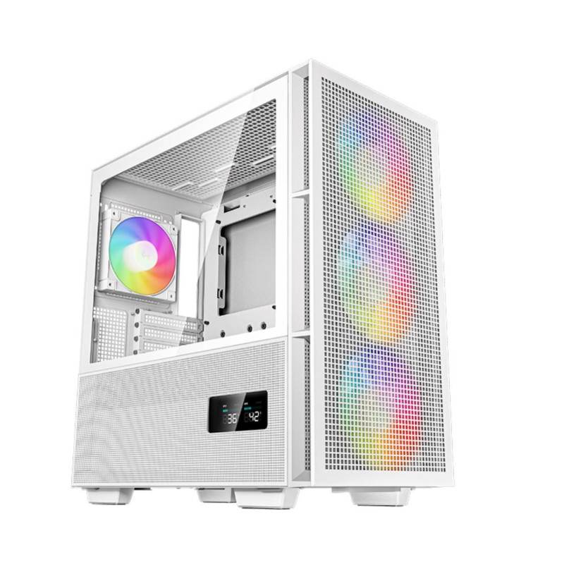 DeepCool CH560 DIGITAL White High Airflow Mid-Tower ATX Case, Digital Status Display, Magnetic Hybrid Mesh,Tempered Glass, 3 Pre