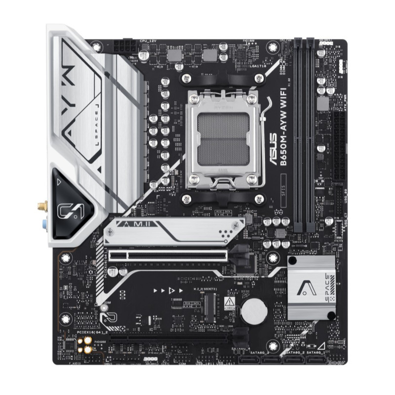 (SI Only, Non Retail) ASUS AMD B650M-AYW WIFI-SI Micro-ATX Motherboard, DDR5 Up to 96GB, WIFI 6