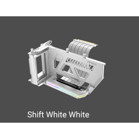 Antec RGB Adjustable Shift PCI Vertical GPU Bracket PCI-E 4.0 Riser Cable white (190mm) for 4090 & 7900 XTX Cards. E-ATX, ATX, C