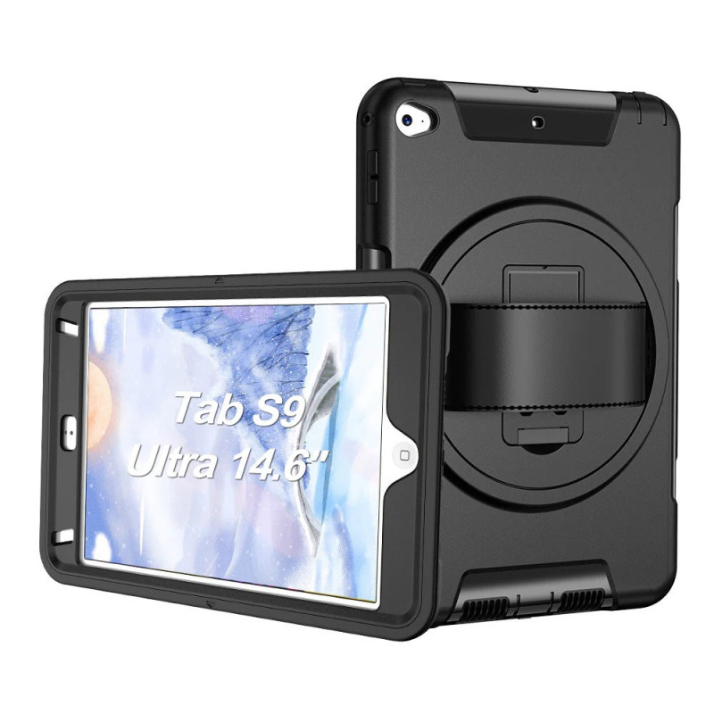 USP Rugged Samsung Galaxy Tab S11 Ultra/ Tab S10 Ultra / Tab S9 Ultra / Tab S8 Ultra (14.6') Case Black - Built-in-Kickstand, Pe