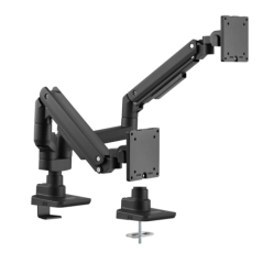 Brateck Fabulous Pole-Mounted Gas Spring Dual Monitor Arm Fit Most 17'-35' Monitors, Up to 20kg per screen VESA 75x75/100x100 Fi