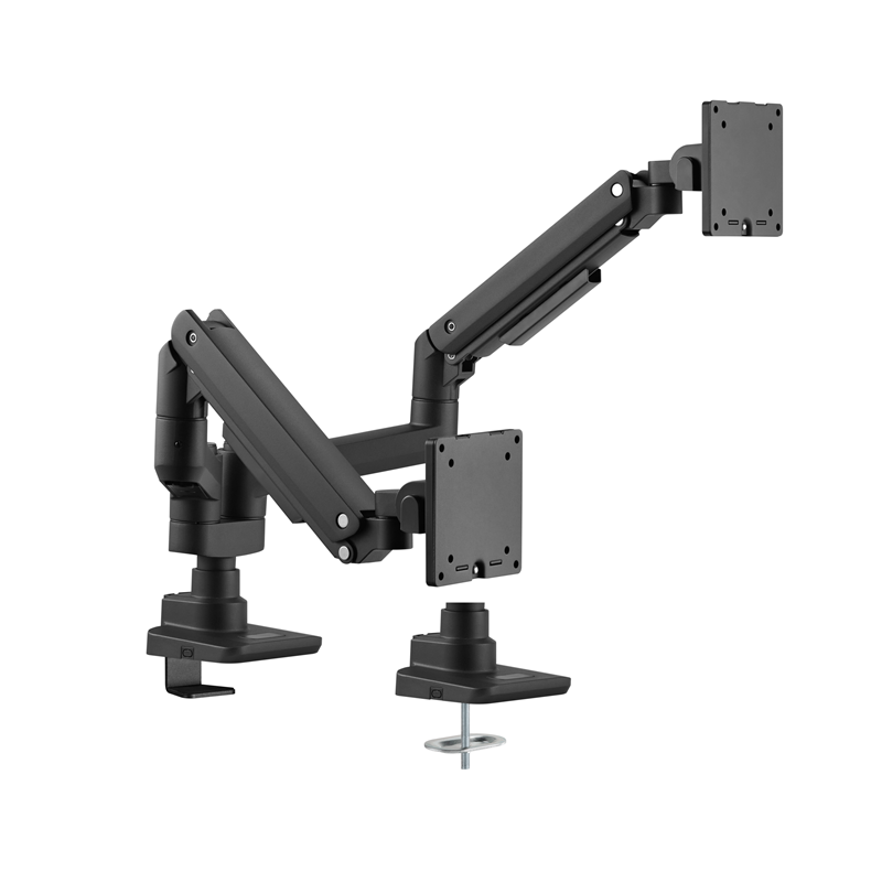 Brateck Fabulous Pole-Mounted Gas Spring Dual Monitor Arm Fit Most 17'-35' Monitors, Up to 20kg per screen VESA 75x75/100x100 Fi