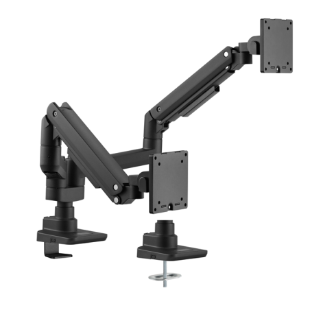 Brateck Fabulous Pole-Mounted Gas Spring Dual Monitor Arm Fit Most 17'-35' Monitors, Up to 20kg per screen VESA 75x75/100x100 Fi