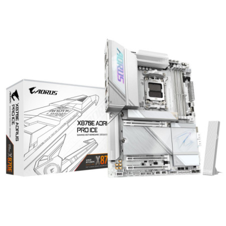 Gigabyte X870E AORUS PRO ICE AMD AM5 ATX Motherboard 4x DDR5~256GB,3x PCIe x16, 4x M.2, 4x SATA 6,7x USB 3.2, 2x USB2.0, 2x USB-