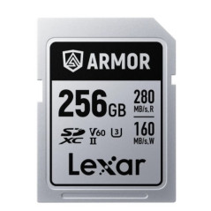 Lexar Professional ARMOR SILVER PRO 256GB SDXCâ¢ UHS-II Card  up to 280MB/s read, up to 160MB/s write, Stainless steel, Rated I