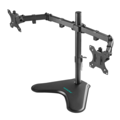 mbeatÂ® activiva Dual-Screen Articulating Monitor Arm with Free-Standing Desktop Base provides the perfect solution for ergonomi
