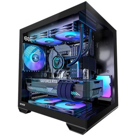 OKINOS Mirage 4 mATX ARGB Case, ARGB controller, 4x ARGB Fans. Ultimate thermal, Steel,2x USB3.0, 1x3.2 Gen2 USB-C, Black Tower 