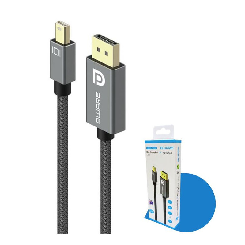 8ware Pro Series 4K 1M 60Hz Mini DisplayPort Male to DisplayPort Male cable high quality Premium connectors support MST monitor 