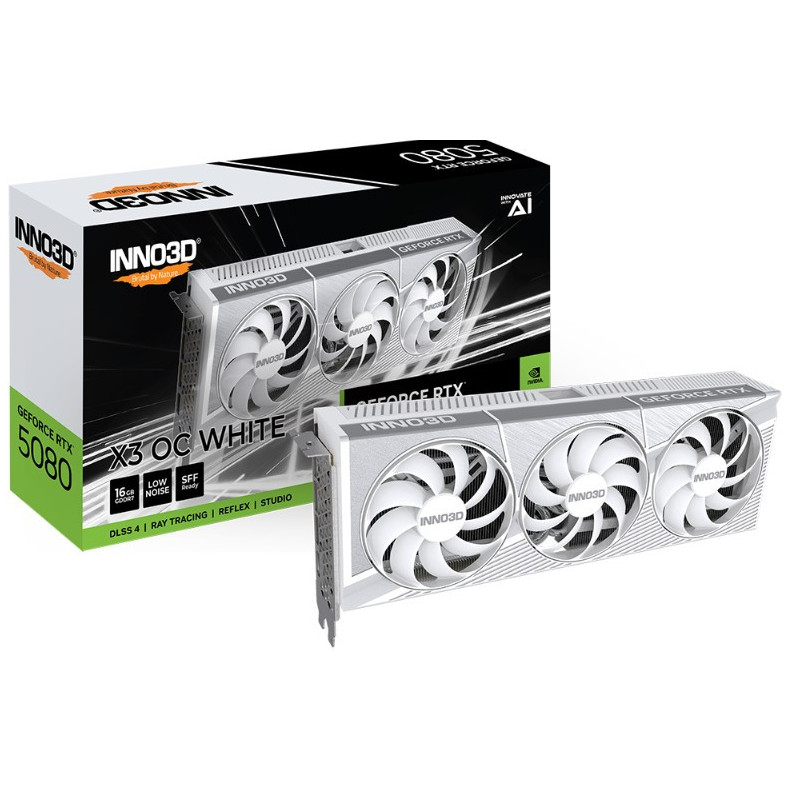 INNO3D nVidia GeForce RTX 5080 X3 OC White 16GB GDDR7 2640MHz Boost Clock, RAM 30Gbps, 3xDP, 1xHDMI 300x120x50mm