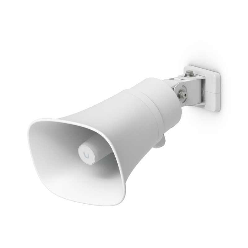 Ubiquiti AI Horn Speaker, White, All-weather PoE 120 dB Horn Speaker With Advanced AI Alert Functionality&Versatile Wall, Corner