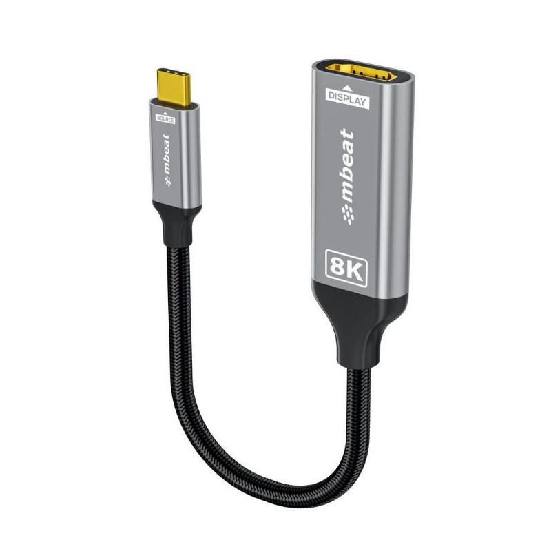 mbeatÂ® Tough Link 8K USB-C to HDMI Adapter - Space Grey Up to 48Gbps (HDMI 2.1) Up to 8K (7680 x 4320) @60Hz