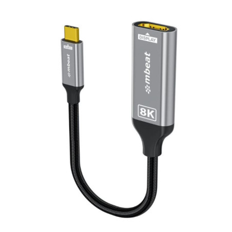 mbeatÂ® Tough Link 8K USB-C to HDMI Adapter - Space Grey Up to 48Gbps (HDMI 2.1) Up to 8K (7680 x 4320) @60Hz
