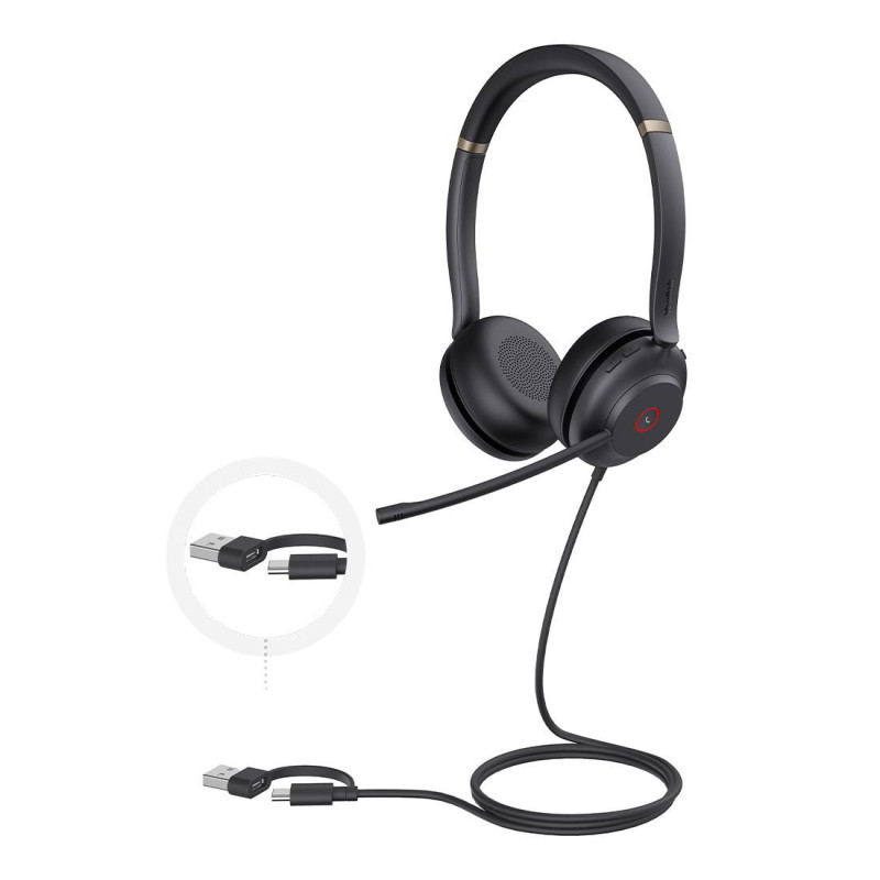 Yealink UH37 Dual USB-C/A USB Wired Headset, UC Dual, USB-C/A, 35mm Speakers, Stereo, HD Audio, 2Mic Noise Killer, Microsoft Tea