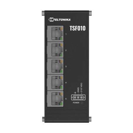 Teltonika TSF010 Flat Ethernet Switch, 3-Pin Power Input, Flat and Compact Design, Plug-and-Play, 7-57 VDC, PSU excluded