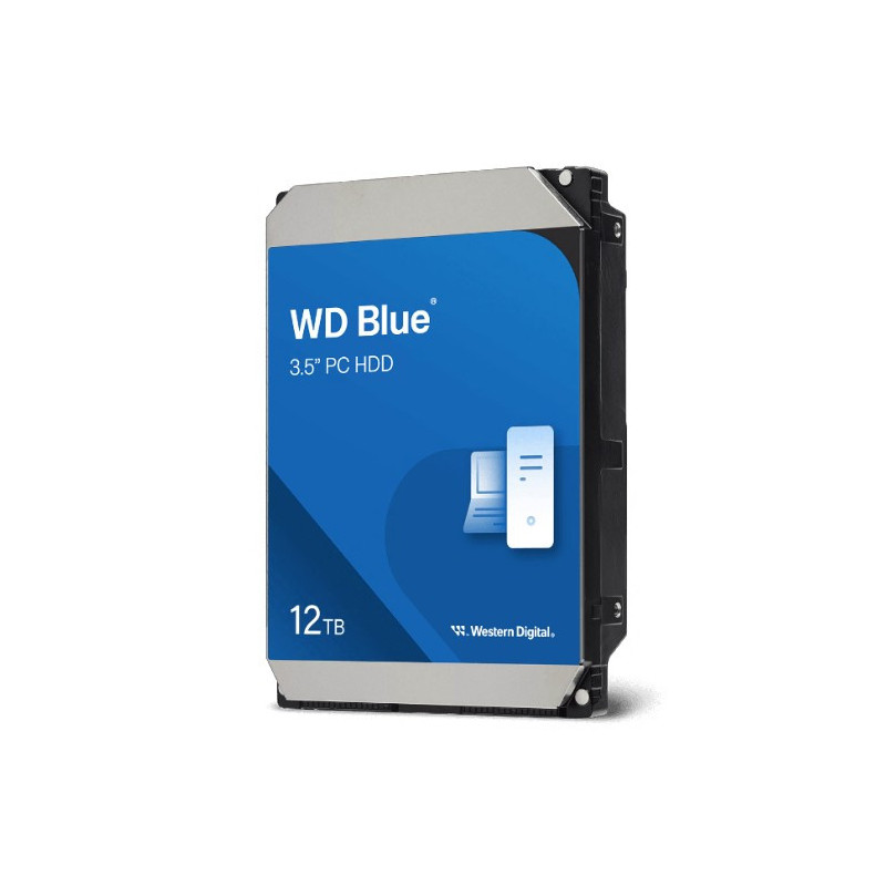 Western Digital WD Blue PC Desktop Hard Drive - 12TB, 3.5', SATA, up to 260MB/s, 7200 RPM, CMR, 512MB, 2Y Warranty