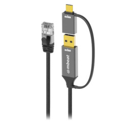mbeatÂ® Tough Link 3m USB & USB-C to RJ45 Ethernet Cable - Space Grey