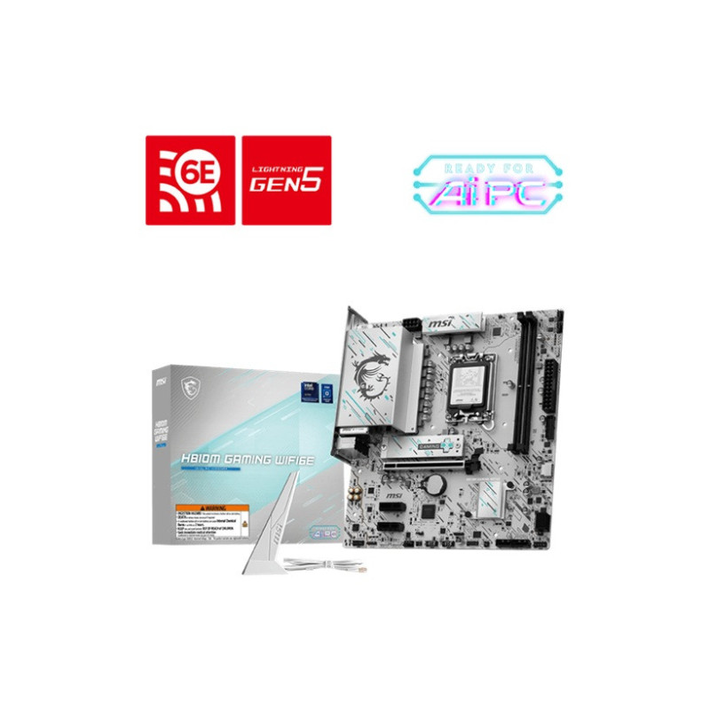 MSI H810M GAMING WIFI6E: LGA1851, Intel H810, DDR5 6400+, PCIe 5.0 x16, M.2 Gen4, Wi-Fi 6E, BT 5.3, 5G LAN, HDMI 2.1, DP 1.4, 7.