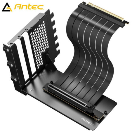 Antec AT-RCVB-BK200-PCIE5 RTX50 PCI-E 5.0 Riser Cable Vertical Bracket Kit - Black, 200mm, 64GB/s, 32GT/s, supports RTX 5090/RX 