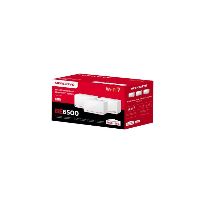 Mercusys Halo H37BE(3-pack) BE6500 Whole Home Mesh Wi-Fi 7 System, 688 Mbps at 2.4 GHz, 5760 Mbps at 5 GHz, MLO, 4096-QAM, OFDMA